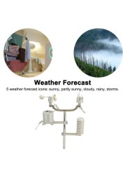 Wireless weather station black and white indoor and outdoor multi-function display humidity pressure anemometer wind rain gauge