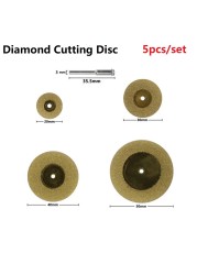 5pcs 20/30/40/50mm Diamond Cutting Discs + 1 Connecting Rod Dremel Accessories Abrasive Rotary Tool Metal Cutting