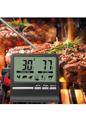 Digital Kitchen Thermometer LCD Display Long Probe for BBQ Oven Food Meat Cooking Alarm Timer Measuring Tools