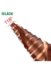 LAOA Pagoda Step Drill Bit 3-13mm 4-22mm 4-32mm HSS-CO M35 Hex Triangle Spiral Grooved Wood Metal Hole Cutter Drilling Tools Set
