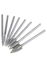 8Pcs 2.35mm Shank Electroplating Diamond Grinding Head Polished Needle Carving Suitable For Polished Crafts Grinding Head Tool
