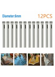 12pcs 6mm Diamond Drill Core Bit Connection Porcelain Tile Drill Bits Marble Stone Masonry Hole Saw