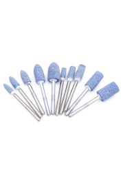 10pcs Blue Abrasive Stone Mounted Rotary Tool Grinding Wheel 1/8 Shank