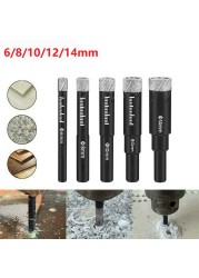 6/8/10/12/14mm Vacuum Brass Diamond Dry Drill Bits Hollow Saw Blade Cutter for Glass Granite Ceramic Marble