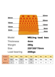 Milling cutter storage box 366 holes 4mm 6mm 8mm 10mm 12mm 16mm special milling cutter arrangement frame for CNC machine tools