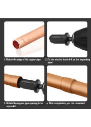 HILIXUN 6-piece Copper Pipe Expander Lathe Tube Expander Electric Tube Expander Burn Head Air Conditioner Repair Tool Set