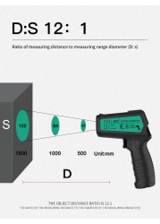 FUYI الرقمية الأشعة تحت الحمراء ميزان الحرارة عدم الاتصال مسدس حراري الليزر يده الأشعة تحت الحمراء درجة الحرارة بندقية شاشة إل سي دي ملونة عرض 50-580c إنذار