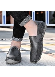 2021 Genuine Leather Shoes Casual Sneakers Men Shoes Comfortable Driving Quality Leather Shoes Men Shoes Spring Autumn Hot Sale