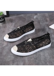 Women's stripe cloth walking flat shoes summer breathable leisure loafers ladies daily comfortable fisherman shoes size 35-40