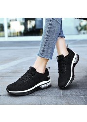 Women Running Shoes Fashion Casual Sneakers Mesh Lace Up Extra Thickening High Shoes Comfortable Breathable Zapatillas Mujer