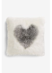 Faux Fur Heart Cushion