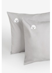 100% Cotton Tufted Dogs Duvet Cover and Pillowcase Set