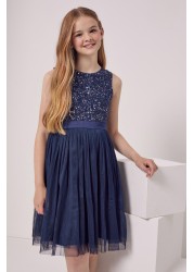 Maya Girl Sleeveless Sequin Tulle Dress