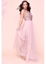 Maya Halterneck Delicate Sequin Maxi Dress Petite