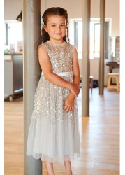 Amelia Rose Grey Sequin Occasion Dress