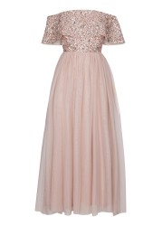 Maya Embellished Bardot Midaxi Dress