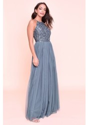 Maya Halterneck Delicate Sequin Maxi Dress Petite