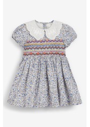 Lace Collar Shirred Cotton Dress (3mths-8yrs)