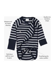 Polarn O. Pyret Blue Organic Cotton Striped Wrap Around Bodysuit