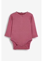 Berry Red Pointelle Long Sleeve Bodysuits 3 Pack (0mths-3yrs)