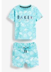 Baker by Ted Baker Blue Printed T-Shirt and Shorts Set