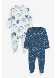 2 Pack Zip Baby Sleepsuits (0mths-3yrs)