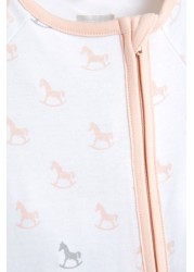 The Little Tailor Pink Zip Front Onsie Sleepsuit