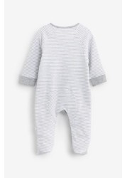 The Little Tailor Grey Stripe Jersey Rocking Horse Sleepsuit