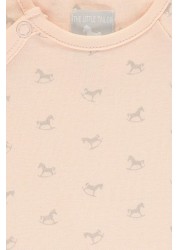 The Little Tailor Pink Jersey Print Rocking Horse Sleepsuit