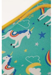 Frugi Aqua Blue Recycled Backpack with Reins Unicorn