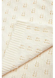 The Little Tailor Cream Pointelle Blanket