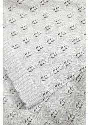 The Little Tailor Grey Pointelle Blanket