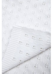 The Little Tailor White Pointelle Blanket