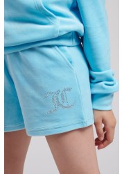 Juicy Couture Blue Diamante Velour Shorts