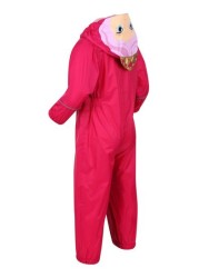 Regatta Pink Charco Waterproof Animal Hooded Puddlesuit