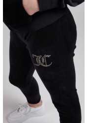 Juicy Couture Black Diamante Velour Leggings