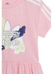 adidas Originals Infant Pink All Over Print Floral Top And Leggings Set