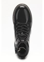 Lelli Kelly Black Patent Lace-Up Boots