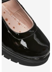 School Leather Chunky Mary Jane Shoes Wide Fit (G)