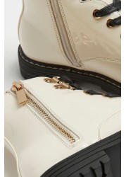 River Island Cream Og Lace Up Boots