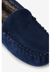 Recycled Faux Fur Lined Moccasin Slippers