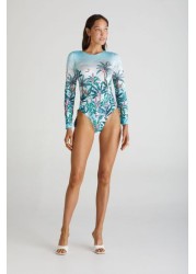 Aqua Blu Floral Tropical Grace One Piece Swimsuit