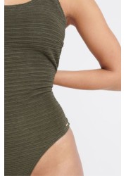 Superdry Alchemy Olive Green Circle Swimsuit