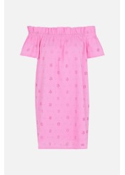 Accessorize Schiffli Pink Organic Cotton Bardot Dress