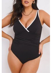 Simply Be Black Magisculpt Twist Front Plunge Swimsuit