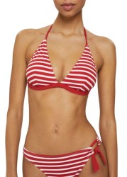 Esprit Red Recycled Striped Padded Halter Top