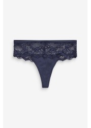 Microfibre And Lace Knickers Thong