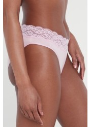 Lace Trim Cotton Blend Knickers 4 Pack High Leg