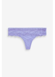 Microfibre And Lace Knickers Thong