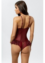 Ann Summers Tasha Burgundy Red Wet Look Teddy